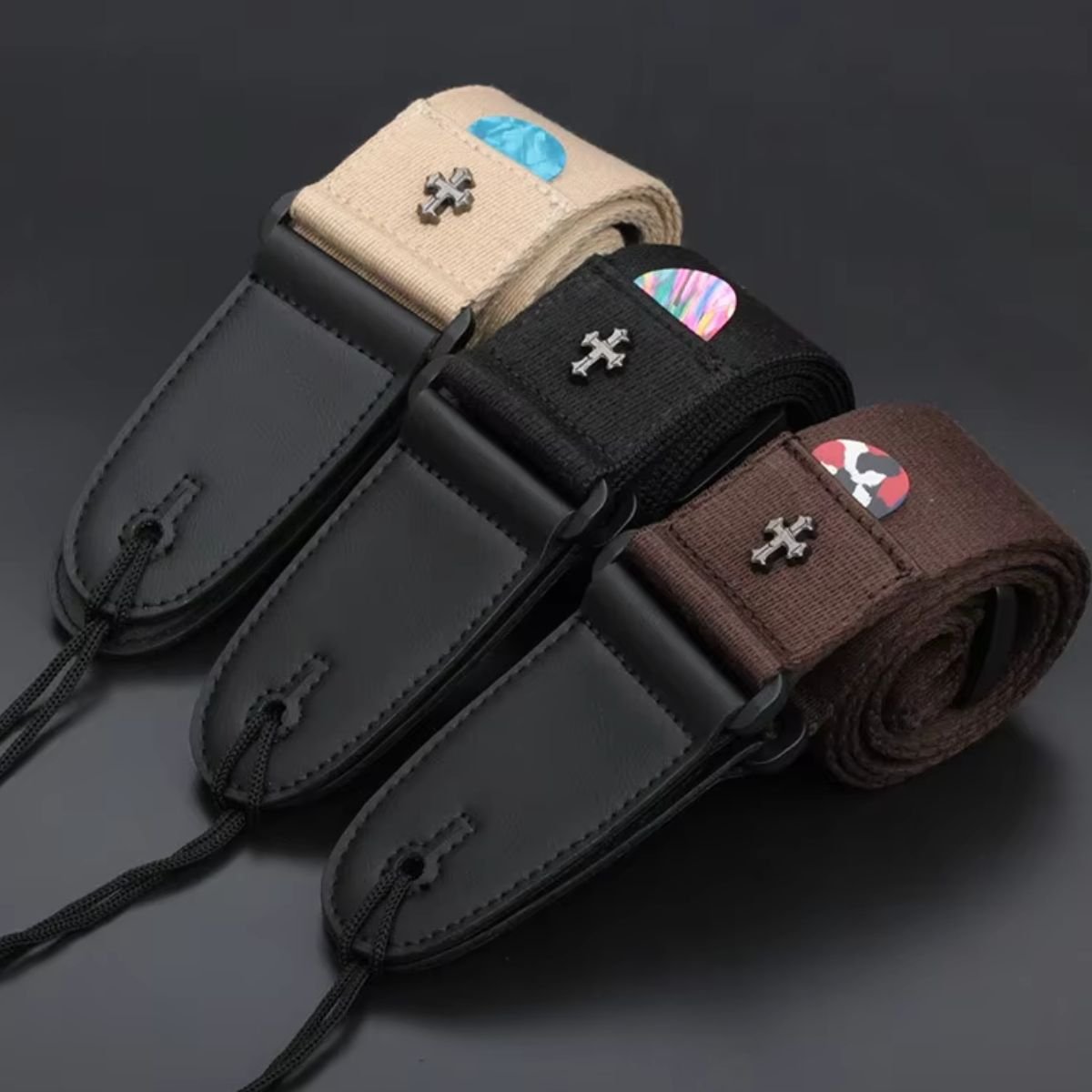 Correia de Guitarra Baixo e Violão com 3 Palhetas de Brinde