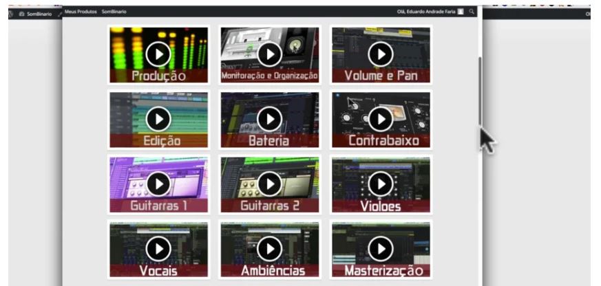 Vídeos de módulos do curso online de mixagem e masterização