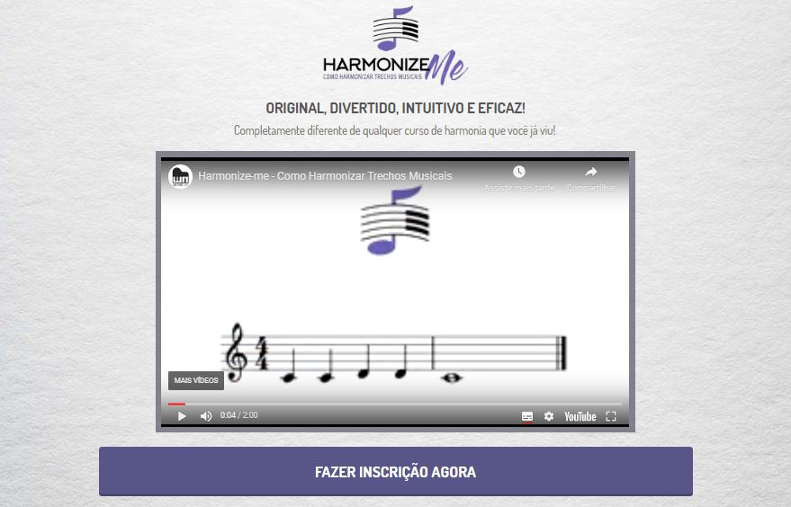 Imagem da página do curso de harmonia